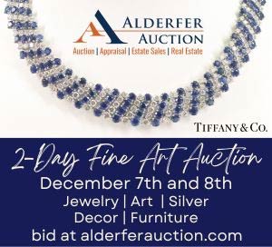 Complimentary Valuation Event by appointment on Tuesday, November 21st from 4:00 - 6:00 PM.<BR><BR>Our Doylestown location has moved to serve you better!<BR>Alderfer Auction at Rich Timmons Gallery<BR>3795 Rt. 202, Doylestown, PA 18902. <BR><BR>We are seeking Fine Art, Jewelry, Silver, Décor, Coins, Firearms, and Mid-Century Modern consignments.<BR><BR>Click on the link for registration information.<BR><BR>We are also accepting consignments on Wednesdays at our Doylestown location from 10:00 AM - 3:00 PM or anytime by appointment. Visit us at Alderfer Auction at Rich Timmons Gallery, we are excited to share our new gallery space with you.